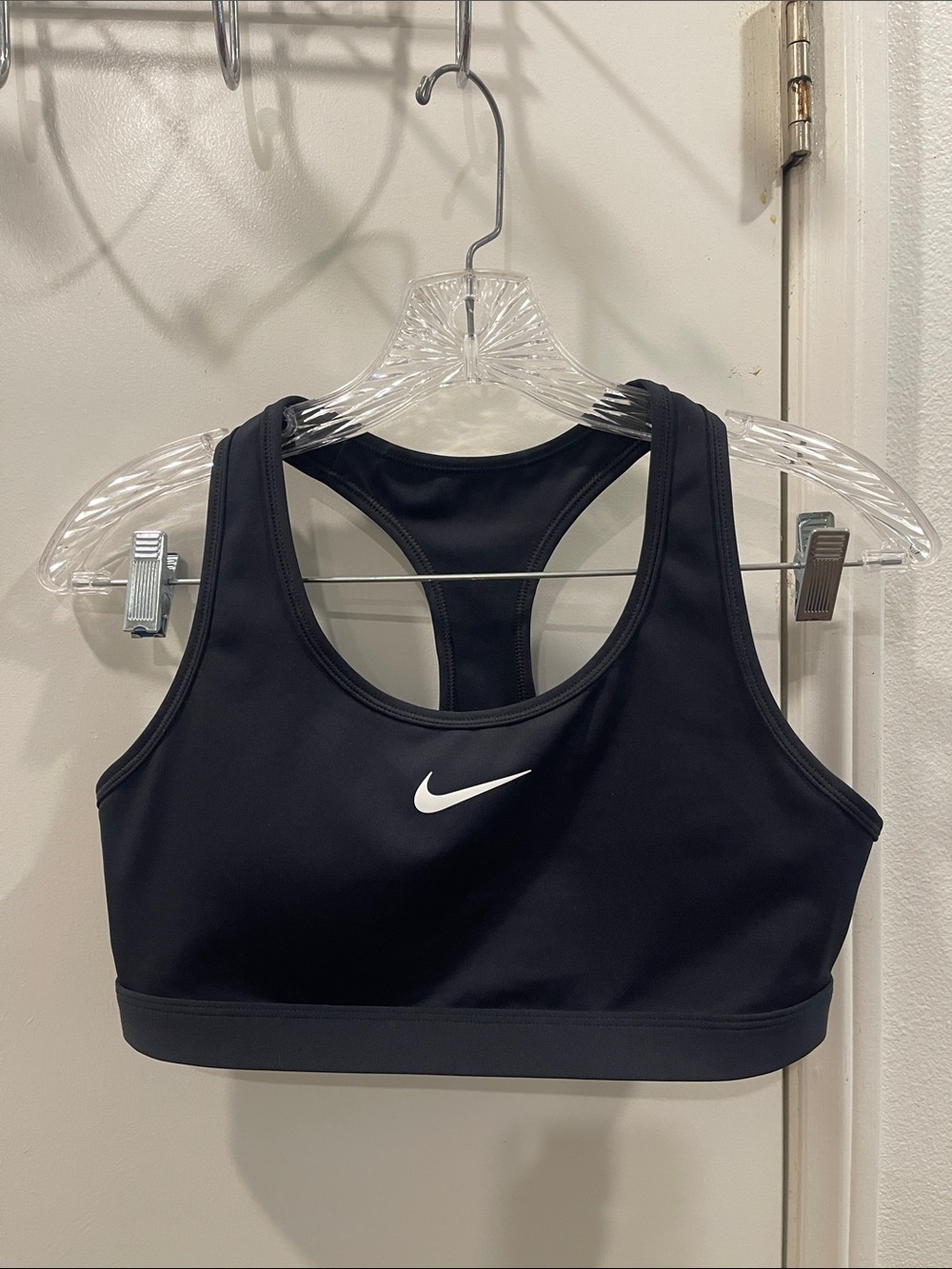 Nike Black Racerback Sports Bra with White Swoosh